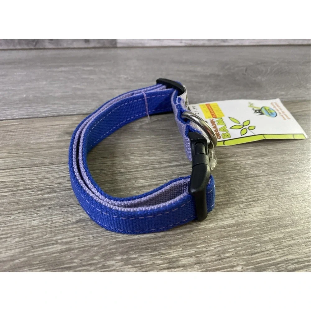 Wagging Green Eco Hip Bamboo Dog Collar Medium Blue Purple Organic NWT